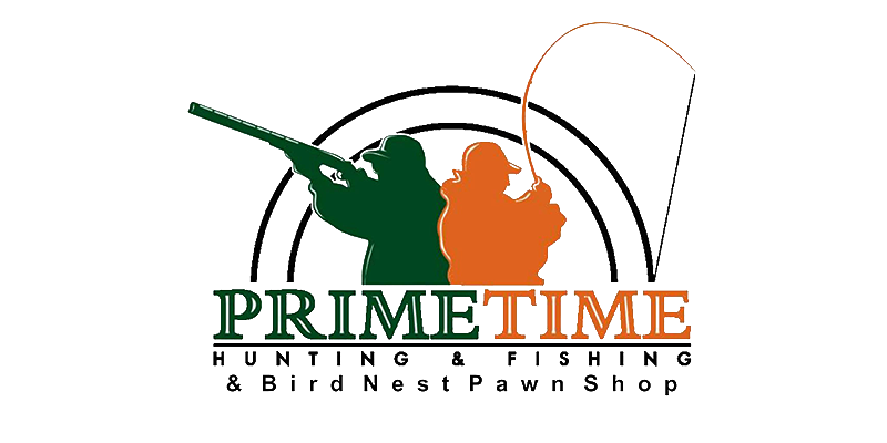 Primetime hunting & fishing logo in green and orange
