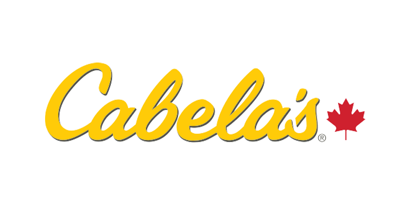 Cabela's Canada logo yellow text red maple leaf