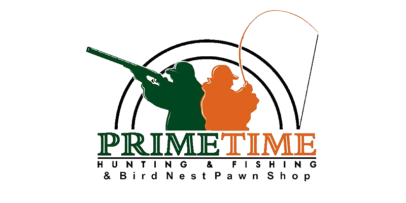 Primetime hunting & fishing logo in green and orange
