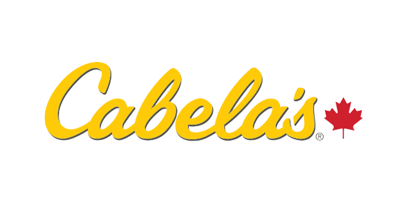 Cabela's Canada logo yellow text red maple leaf